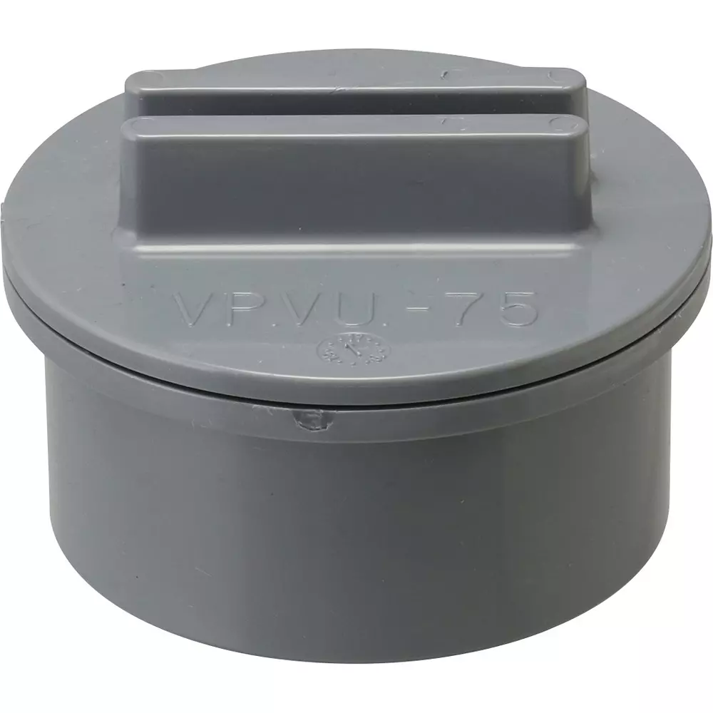 MonotaRO Dv Fitting Sewer Cleanout Cap (Body) PVC, (O-ring) EPDM 75 mm Nominal Diameter, 52577298