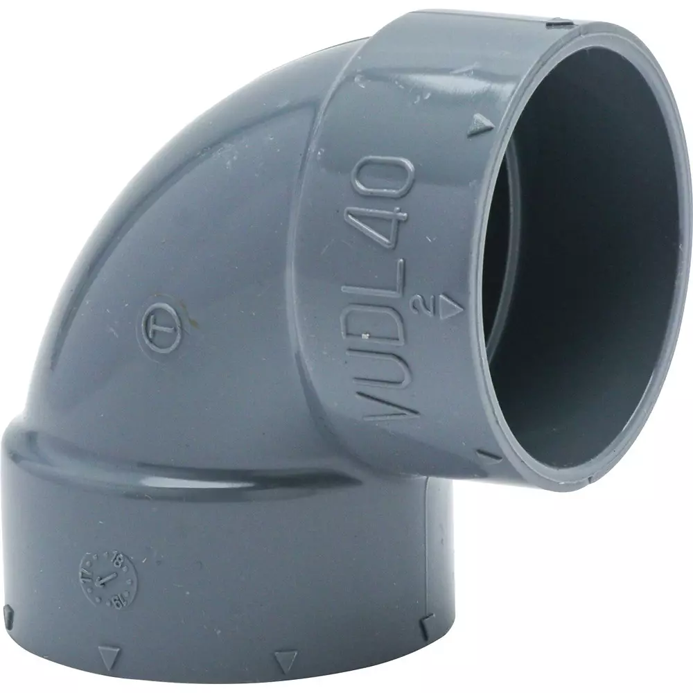 MonotaRO VU90 ° Elbow Rigid Polyvinyl Chloride Elbow 40 mm Inner Diameter, 39446838