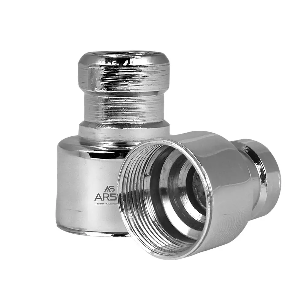 AR5H 22x1 Female Washing Connector Wall Mount NPT Thread Brass with Chrome Finish, Silver (Pack of 2 Pcs)