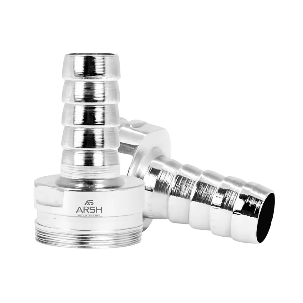 AR5H Male Nozzle Connector Wall Mount NPT Thread Brass with Chrome Finish, Silver (Pack of 2 Pcs)