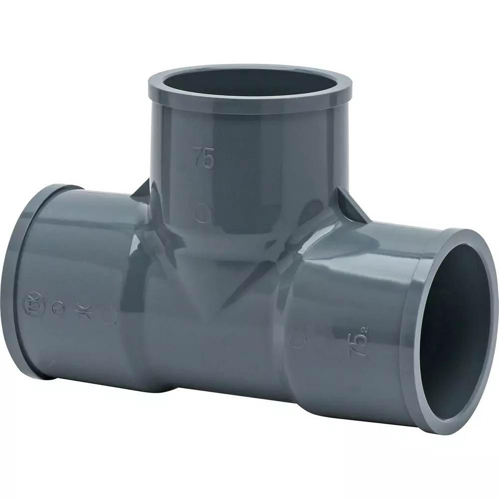 MonotaRO TS Tee Rigid Polyvinyl Chloride Tee 75 mm Inner Diameter, 39446689