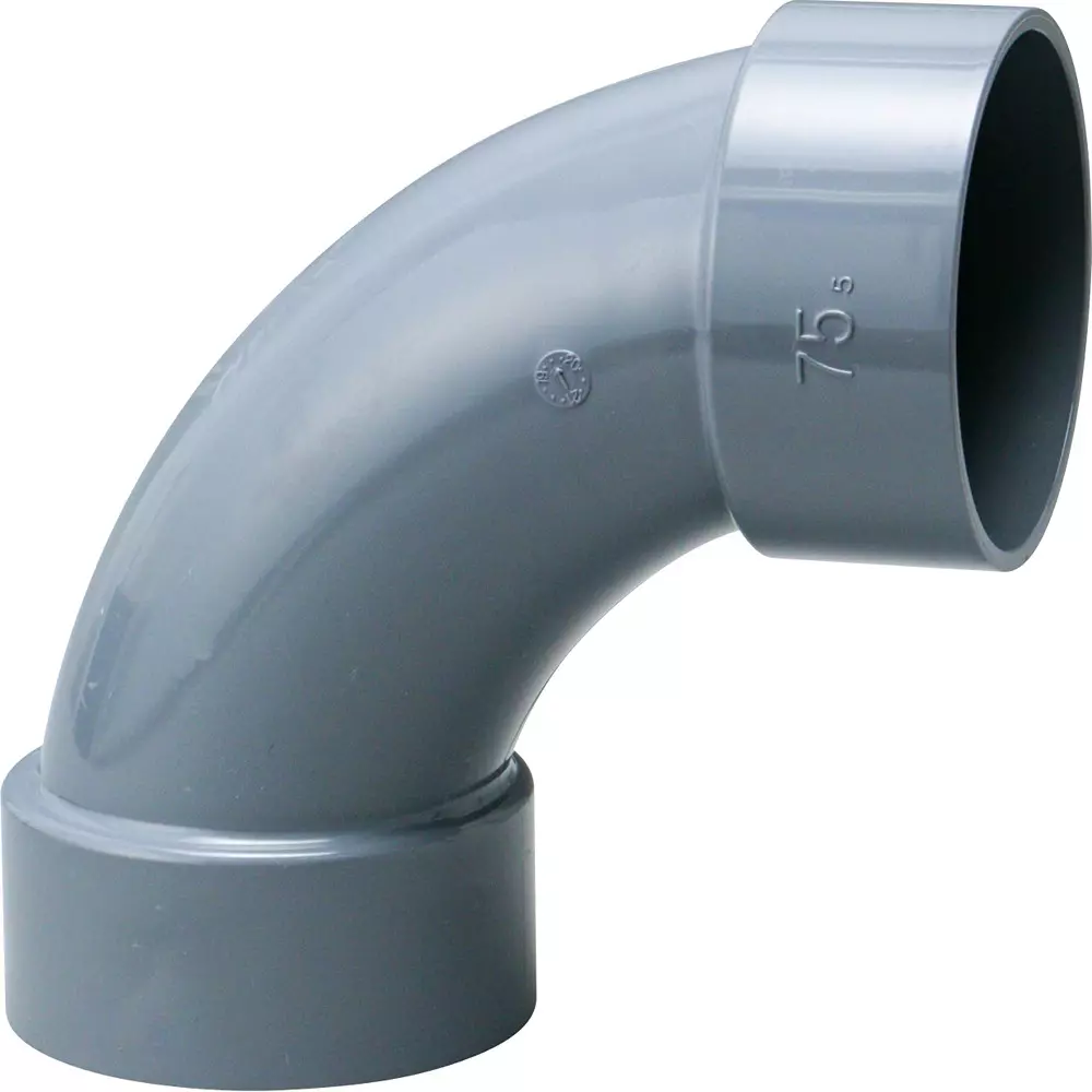 MonotaRO Elbow Large Bend Dv 90 ° Rigid Polyvinyl Chloride 75 mm Inner Diameter, 41964397