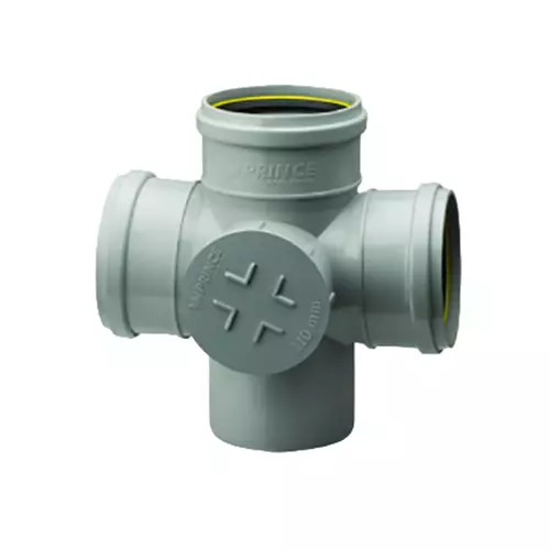 Prince Ultrafit 110 mm UPVC Rubber Ring Joint Double T with Door, IM103383