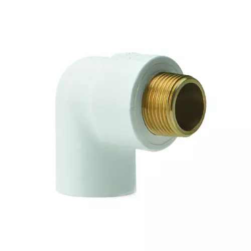 Prince Easyfit 25.4 mm (1 Inch) UPVC SCH 80 Brass Insert Male Threaded Elbow, IM100805