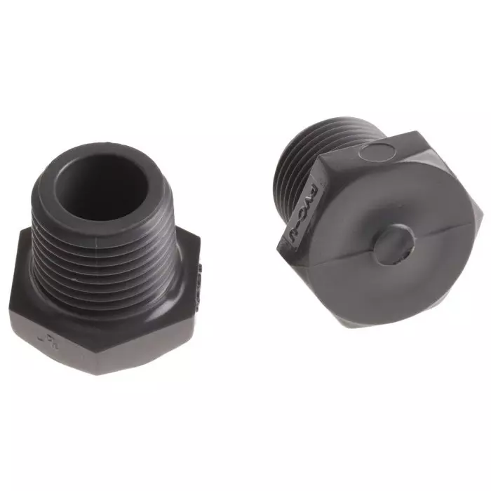 Georg Plug Fischer Plastic Pipe Fitting Straight Threaded R 12.7 mm (1/2 inch), 721961906 (Pack of 2)