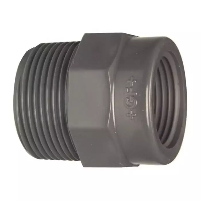 Georg Reducer Fischer Plastic Pipe Fitting Straight Threaded R 1 6.35 mm (1/4 inch) to Rp 25.4 (1 inch), 721910846 (Pack of 2)