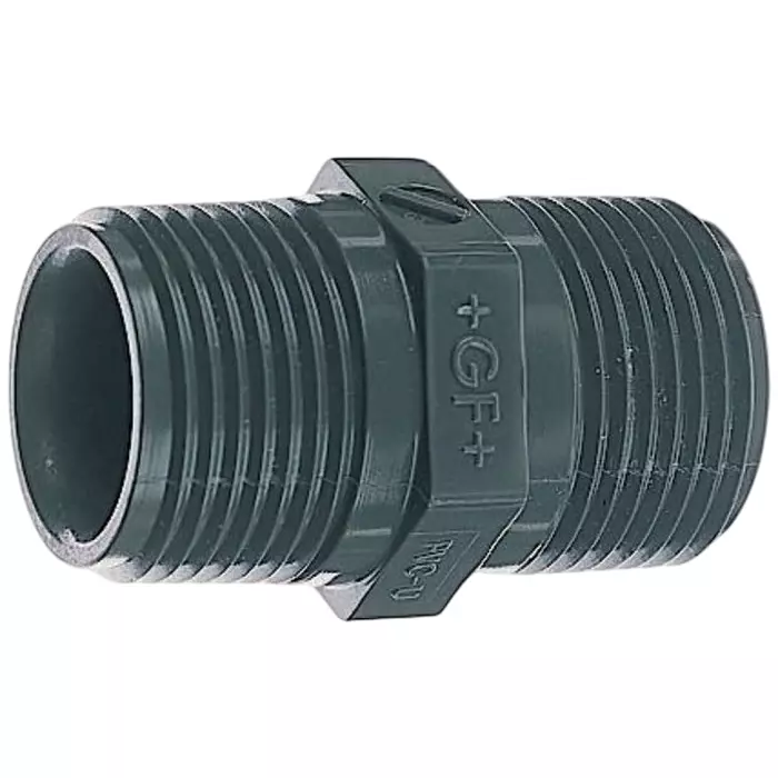 Georg Nipple Fischer Plastic Pipe Fitting Straight Threaded R 25.4 mm (25.4 (1 inch)) to BSPT inch)), 721911908 (Pack of 5)