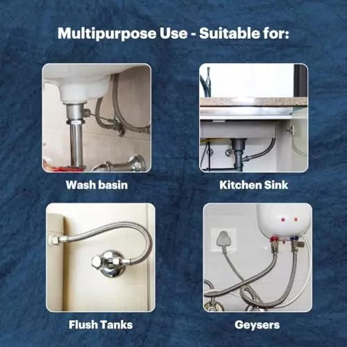 Luv Bath Connection Pipe 6 Inch (15 cm) Anti-Burst Stainless Steel Silver