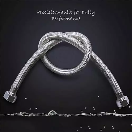 Luv Bath Connection Pipe 9 Inch (22 cm) Anti-Burst Stainless Steel Silver