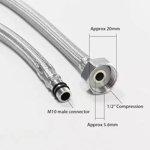 Luv Bath Tap Shower Hose 30 inch (76 cm) Polymide Grey For Kitchen Taps, Dish Spray & Bathroom Fittings