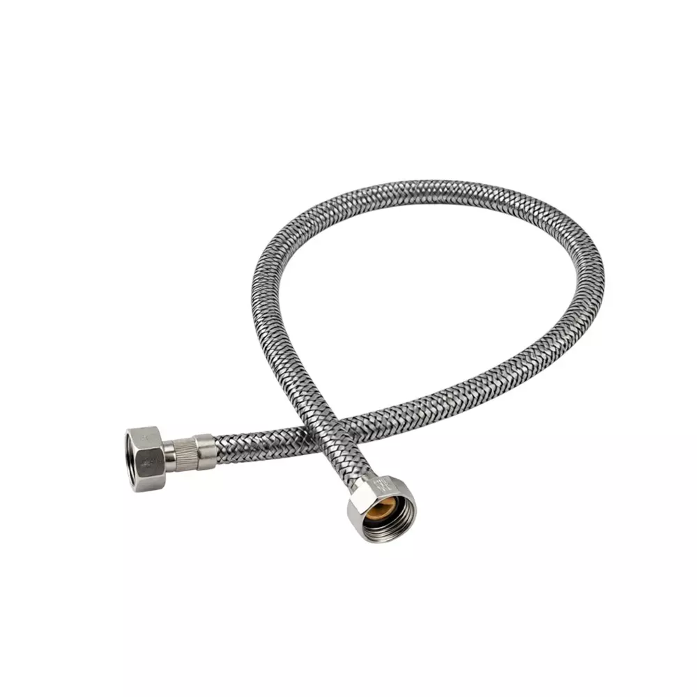 PLUMBER Ecoline Series Flexible Connection Hose 18 inch (450 mm) With Stainless Steel Nuts, Silver Color Metal Body in Chrome Finish, ETS-0450