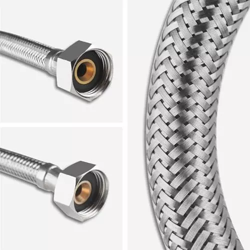 Luv Bath Connection Pipe 60 Inch (150 cm) Anti-Burst Stainless Steel Silver