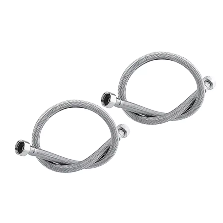 Aquai Hose Connection Pipe with Nut Stainless Steel 15x300 mm Size Silver for Bathroom Use, AP-ACC-08 (Pack of 1 Pair)