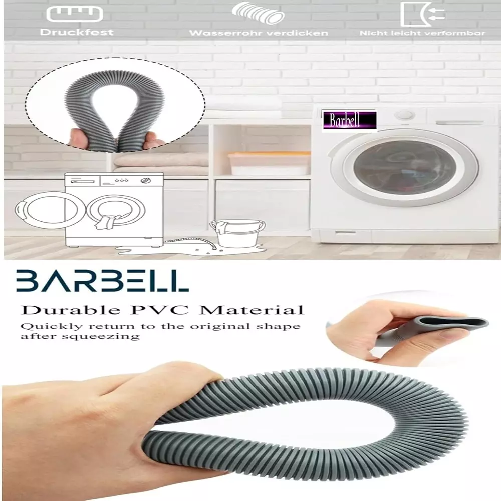 BARBELL Washing Machine Inlet Plastic Drain Hose | Dishwasher Drain Hose Extension Pipe 2 m
