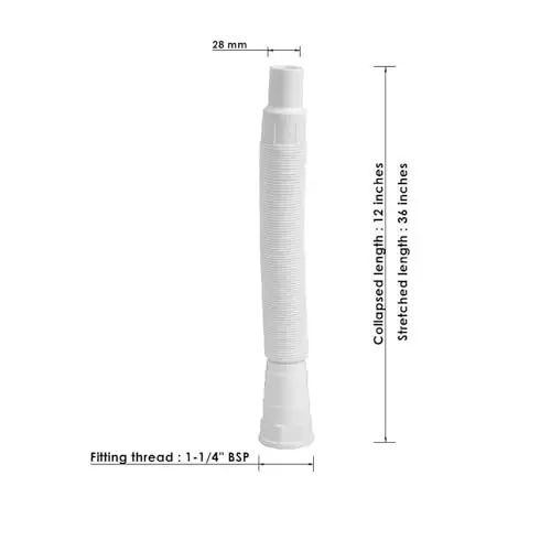 Luv Bath Waste Pipe with Heavy Socket 36 inch (91 cm) PVC White For Kitchen Sink and Bathroom Basin