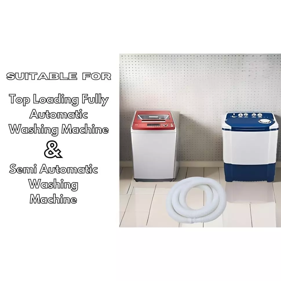 BARBELL Universal Washing Machine Drain Hose | Flexible Anti-Slip Grey Waste Water Pipe for 5–8 Kg Machines (3 m)