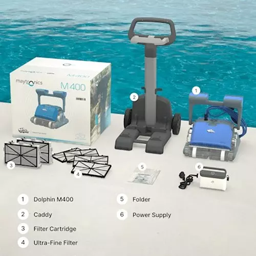 Maytronics Dolphin M 400 CB Robotic Pool Cleaner 17 m with Swivel Cable Length Pool Size Up to 15 m