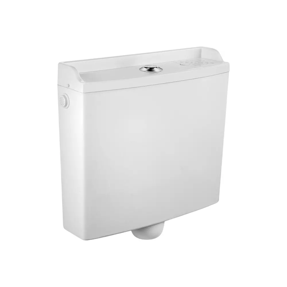 RN Cisterns Slim Top Button Dual Flush 8 L Tank Capacity White PVC for Toilet Seat Use, RNCSSD0102