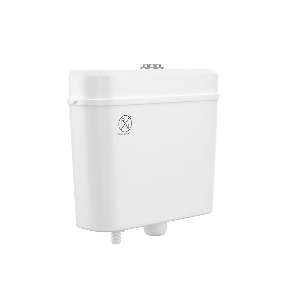 RN Cisterns Top Button Dual Flush 8 L Tank Capacity White PVC for Toilet Seat Use, RNCSCD0104