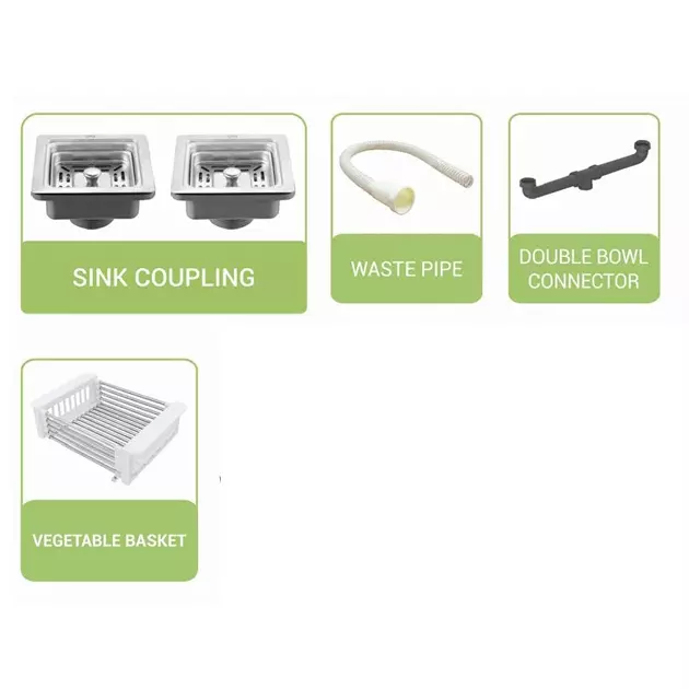 LIPKA Kitchen Sink 1128x500x230 mm Matte Finish Stainless Steel Double Bowl, QZDB03-SC