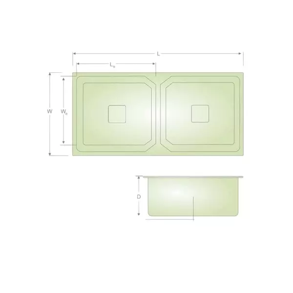 LIPKA Kitchen Sink 1128x500x230 mm Matte Finish Stainless Steel Double Bowl, QZDB03-SC