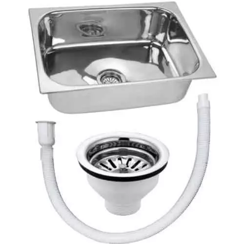 ELEGANT CASA Single Wall Kitchen Sink Stainless Steel 600x450 mm Silver
