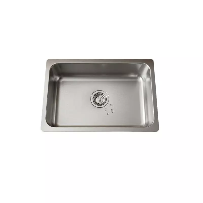 Aquai Single Bowl Sink 1 mm Thickness Stainless Steel Curve Corner, Round Coupling for Kitchen Use, AI-SI-241809-1 HY