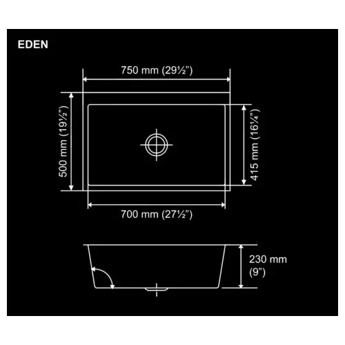 Nirali BG Kitchen Sink Expell Series 750x500 mm (29½x19½ inch) Hairline Satin Finish Stainless Steel, Eden
