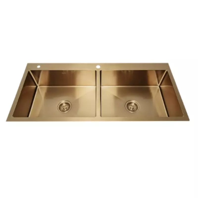 Jayna Regal PVD Square Series Double Bowl Kitchen Sink 45x20x9 inch, JRPV 4520 DT