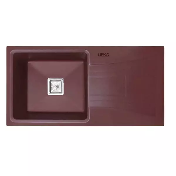 LIPKA Kitchen Sink with Drain Board 990x494x232 mm Matte Finish Stainless Steel Single Bowl, QZSBD17-CB