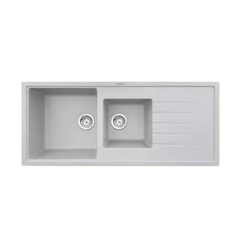 LIPKA Kitchen Sink with Drain Board 1146x493x230 mm Matte Finish Stainless Steel Double Bowl, QZDBD-18-SP