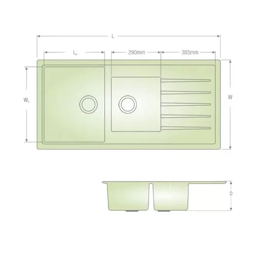 LIPKA Kitchen Sink with Drain Board 1146x493x230 mm Matte Finish Stainless Steel Double Bowl, QZDBD-18-SP