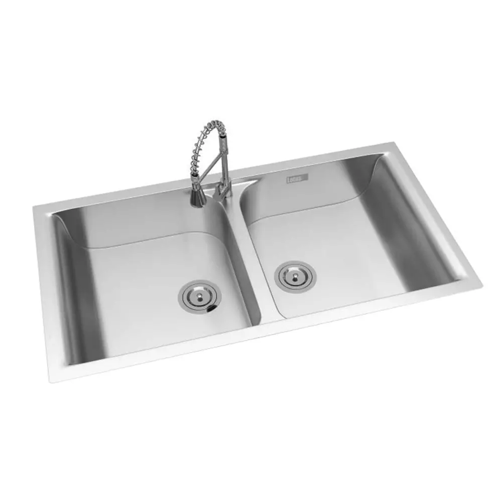Lotus Ornate Series Slick Kitchen Sink 864x483x178 mm Size and 406x457 mm Bowl Stainless Steel Stin Finish, OL-S8201