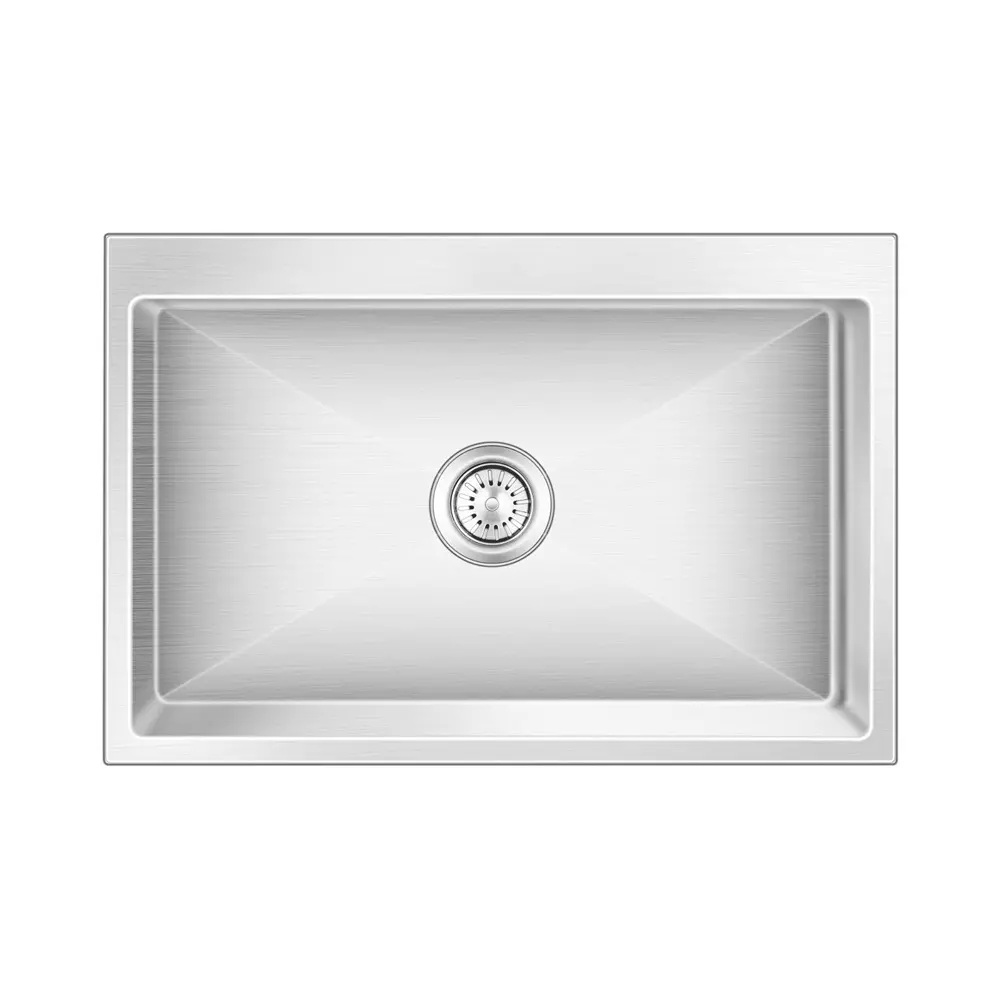 Nirali BG Meritox Emet Kitchen Sink Big 815x510 mm (32x20 inch) Hairline Satin Finish Stainless Steel 755x410x230 mm Bowl