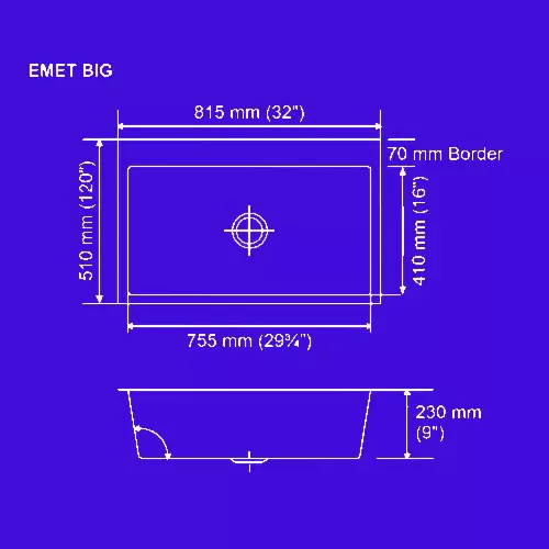 Nirali BG Meritox Emet Kitchen Sink Big 815x510 mm (32x20 inch) Hairline Satin Finish Stainless Steel 755x410x230 mm Bowl