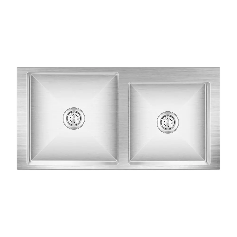 Nirali BG Meritox Elinor Kitchen Sink Medium 940x510 mm (37x20 inch) Hairline Satin Finish Stainless Steel 370x402x230 mm Bowl