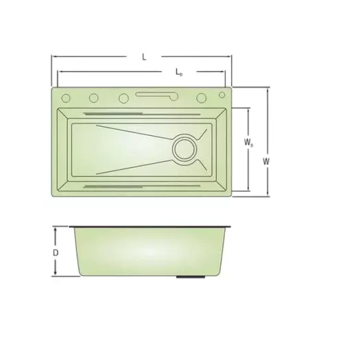 LIPKA WATERFALL Kitchen Sink 750x450x215 mm Matte Finish Stainless Steel Single Bowl, HMSB16PN-BLACK-304