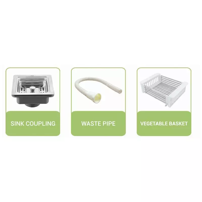 LIPKA Kitchen Sink with Drain Board 990x494x232 mm Matte Finish Stainless Steel Single Bowl, QZSBD17-B