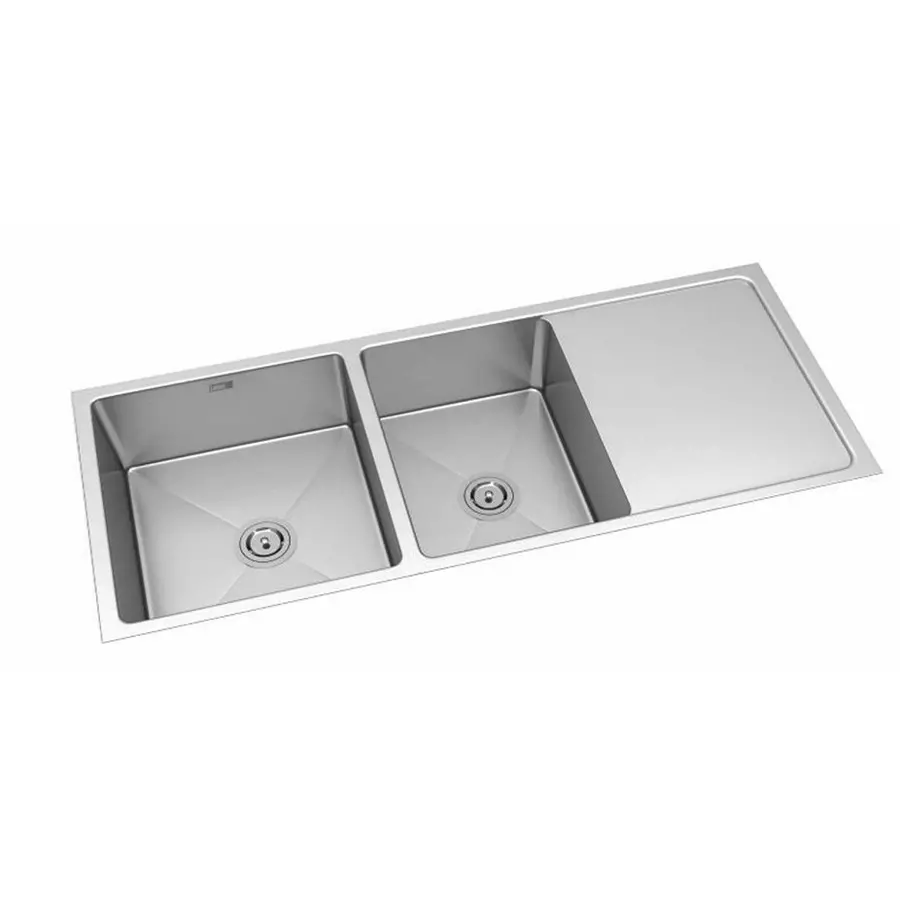Lotus Fashion Series Trendy Kitchen Sink 1143x508x228 mm Size and 432x457 mm Bowl Stainless Steel Hairline Silver Finish, LFDBSDT-01