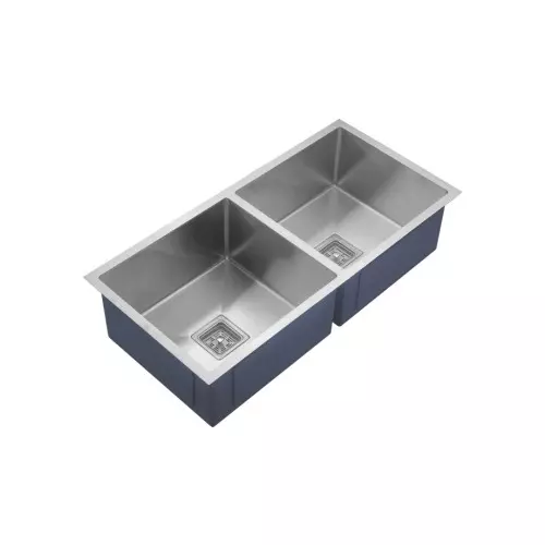 Aguar Double Bowl Kitchen Sink Silver Matt Finish 40x20 Inch (1016x508 mm) Size Stainless Steel 304 Material Grade