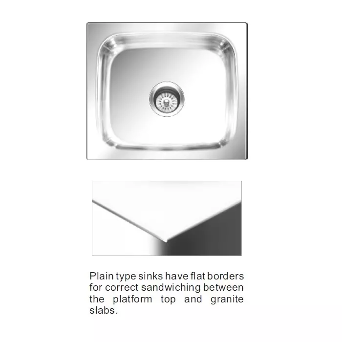 Nirali BG Kitchen Sink Popular Series Small 485x410 mm (19x16 inch) Satin Finish Stainless Steel, Grace Plain
