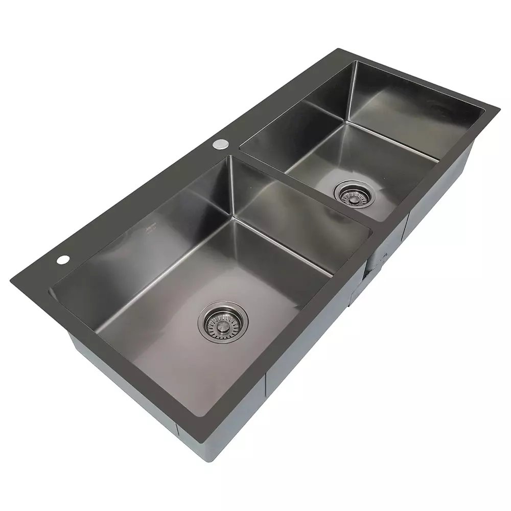 Jayna Regal PVD Square Series Double Bowl Kitchen Sink 45x20x9 inch, JRPV 4520 DT