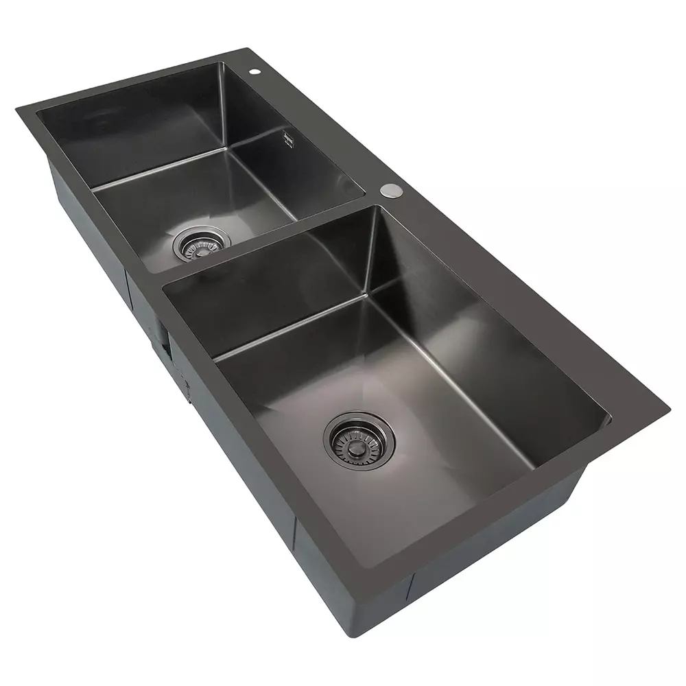 Jayna Regal PVD Square Series Double Bowl Kitchen Sink 45x20x9 inch, JRPV 4520 DT