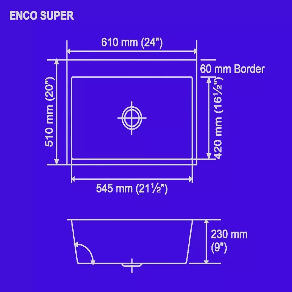 Nirali BG Meritox Enco Kitchen Sink Super 610x510 mm (24x20 inch) Hairline Satin Finish Stainless Steel 545x420x230 mm Bowl