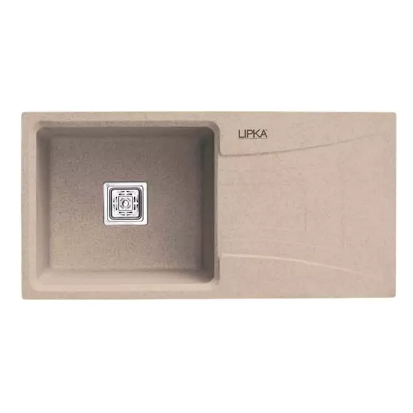 LIPKA Kitchen Sink with Drain Board 990x494x232 mm Matte Finish Stainless Steel Single Bowl, QZSBD17-SC