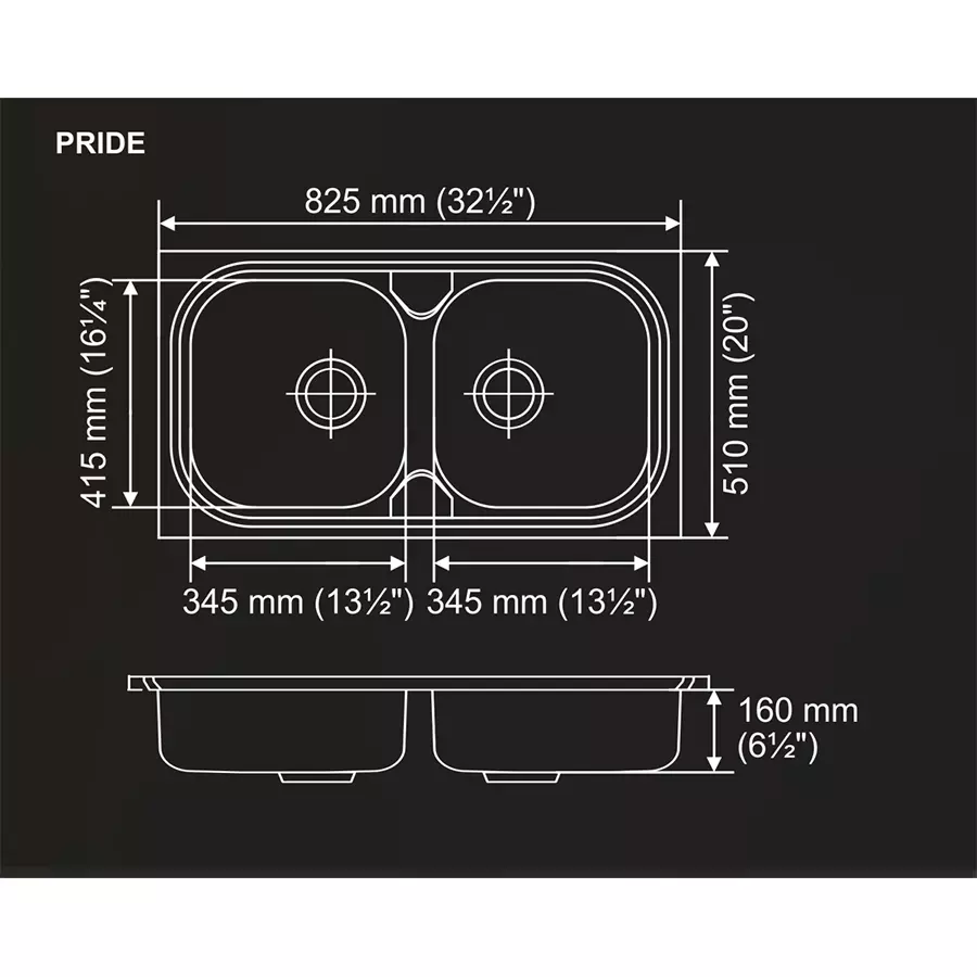 Nirali BG Kitchen Sink Popular Series  825x510 mm (32½x20 inch) Glossy Finish Stainless Steel, Pride