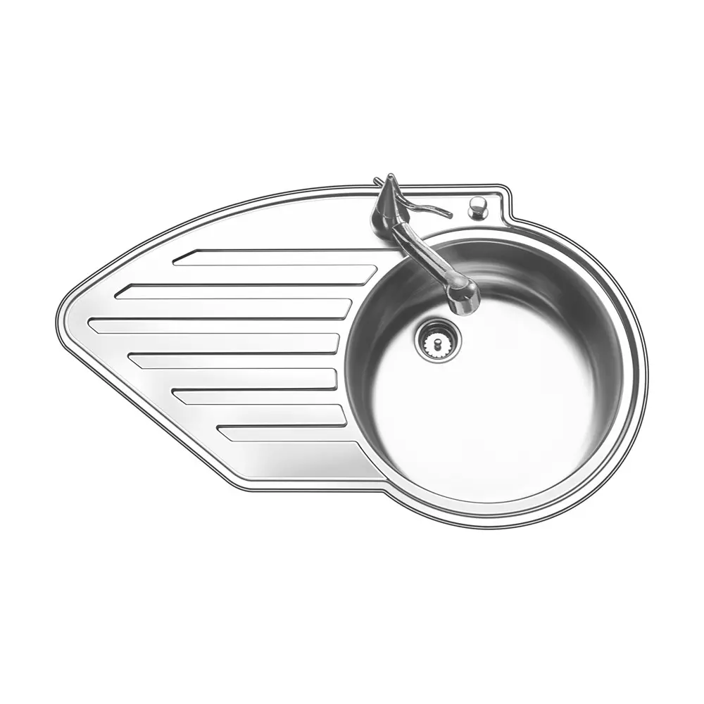 Nirali BG D’Signo Wing LHS without Tap 860x515 mm (34x20 inch) Glossy Stainless Steel Ø385x150 mm Bowl