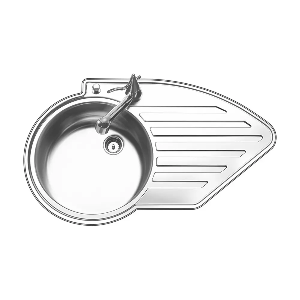 Nirali BG D’Signo Wing LHS without Tap 860x515 mm (34x20 inch) Glossy Stainless Steel Ø385x150 mm Bowl
