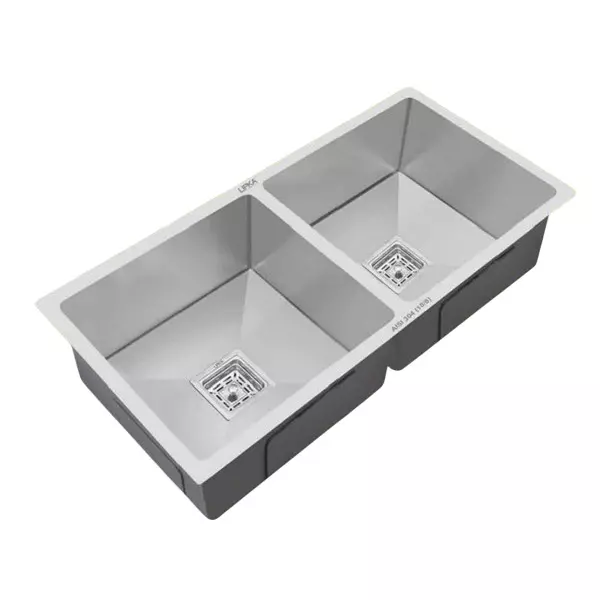 LIPKA Kitchen Sink 814x458x254 mm Matte Finish Stainless Steel Double Bowl, HMDB01-304