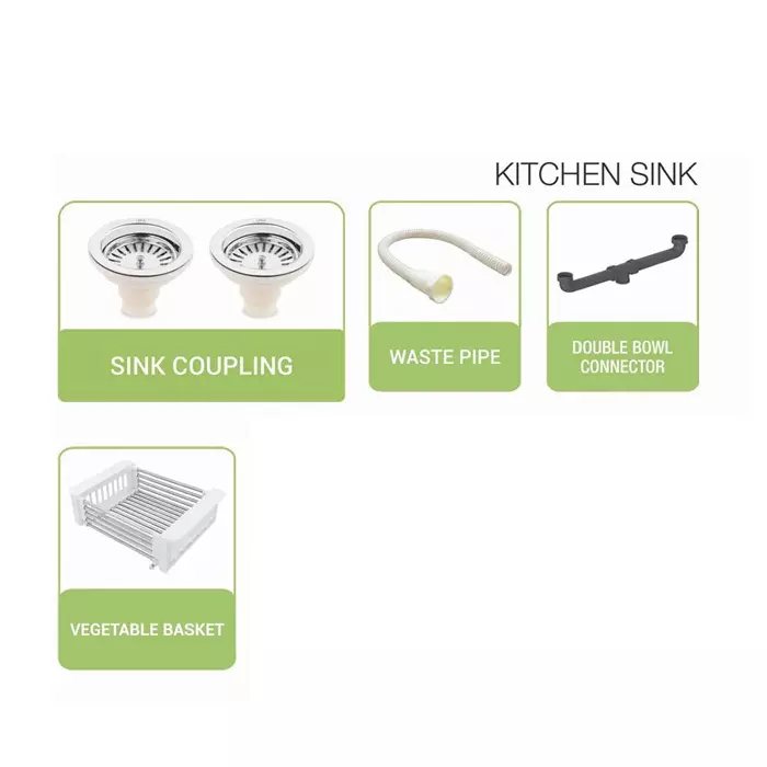 LIPKA Kitchen Sink with Drain Board 1146x493x230 mm Matte Finish Stainless Steel Double Bowl, QZDBD-18-CB